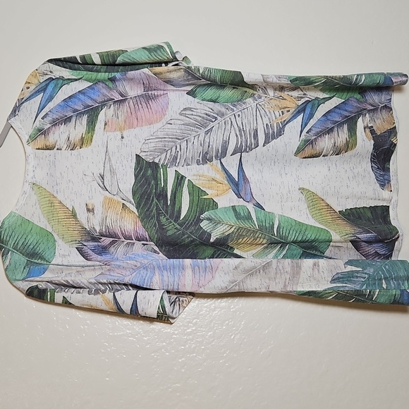 Sag Harbor Tropical Leaf Print Short Sleeve Tee - Picture 3 of 6